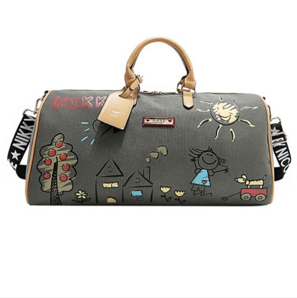 Nikky By Nicole Lee Olive Canvas Duffle Bag Overnight Travel NWT